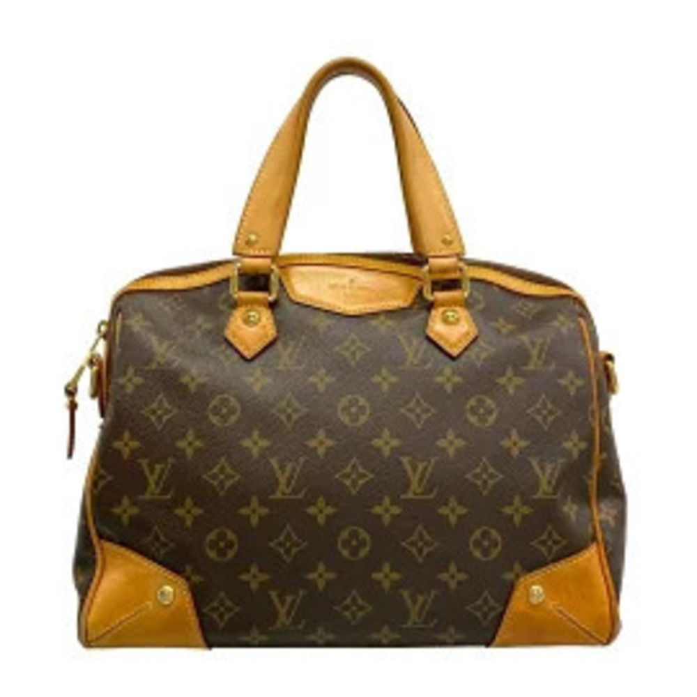 Louis Vuitton Retiro Top Handle Bag Leather Black Brown